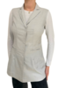LINEN-SILK WOOL VEST WITH ULTRASUEDE: GRAY