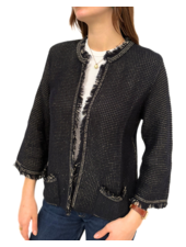 LINEN-COTTON JACKET WITH FRINGES