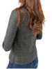 WOOL-CASHMERE-SILK 2 BUTTON BLAZER W/ LEATHER DETAILS: GREEN PLAID