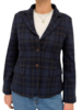 PLAID DESIGN JACKET: NAVY-BROWN