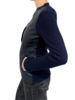 CASHMERE JACKET WITH LEATHER FRONT: NAVY