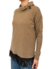 CASHMERE TUNIC WITH FRINGES, TOBACCO