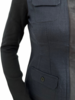 LINEN-SILK WOOL VEST WITH ULTRASUEDE: NAVY