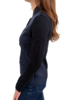 LINEN-SILK WOOL VEST WITH ULTRASUEDE: NAVY