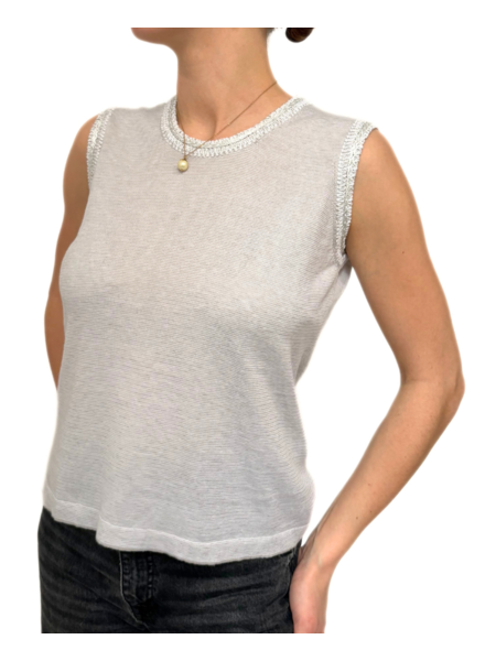 COTTON-LINEN SHELL W/ LUREX: WHITE