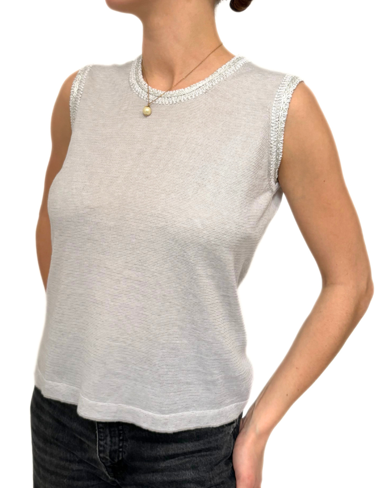 COTTON-LINEN SHELL W/ LUREX: WHITE