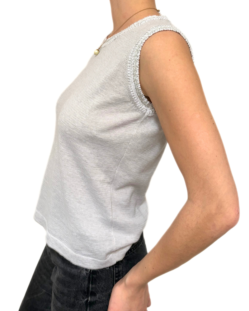 COTTON-LINEN SHELL W/ LUREX: WHITE