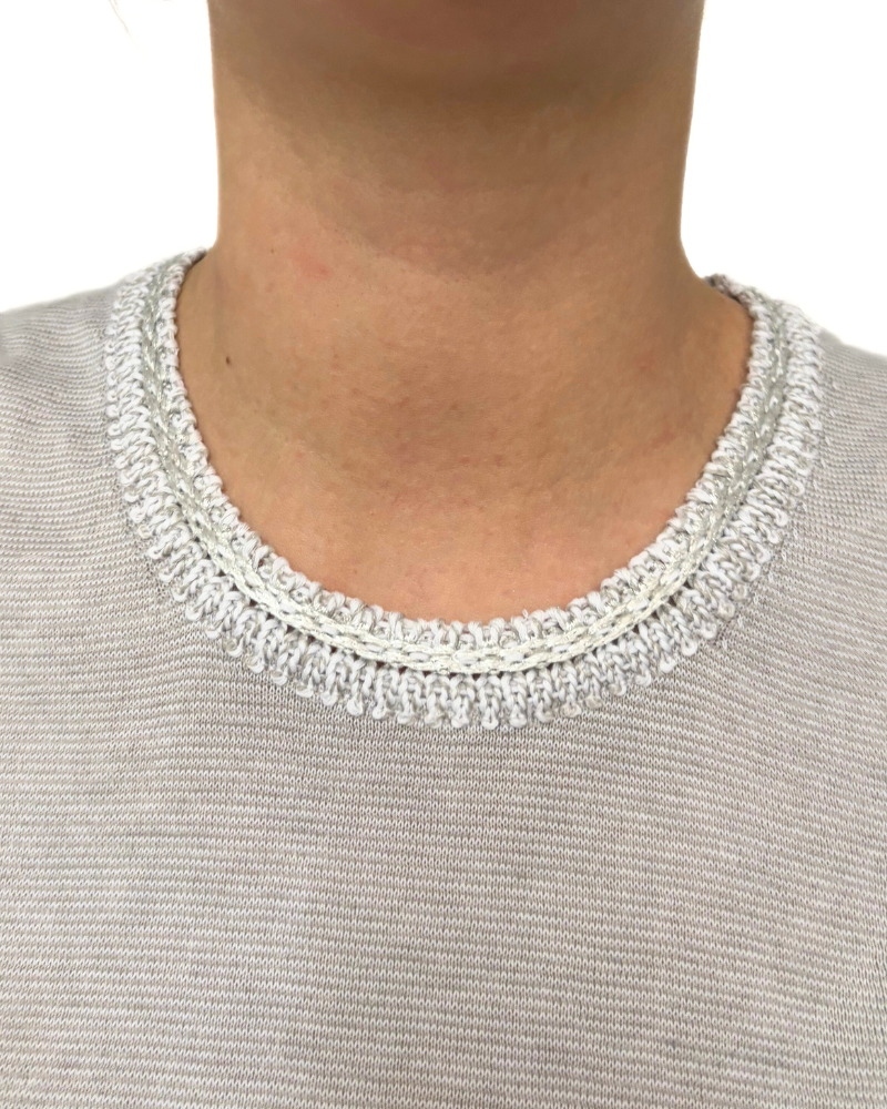 COTTON-LINEN SHELL W/ LUREX: WHITE
