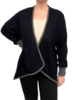 DRAPE FRONT SHRUG: MIDNIGHT BLUE: WOOL JERSEY