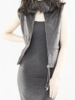 LEATHER VEST WITH FOX COLLAR AND CASHMERE BACK: ANTHRACITE