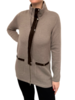 WOOL-CASHMERE KNIT SAFARI JACKET W/ ULTRA SUEDE: GRAY
