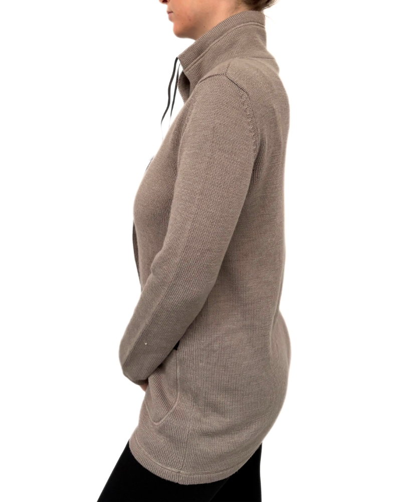 WOOL-CASHMERE KNIT SAFARI JACKET W/ ULTRA SUEDE: GRAY