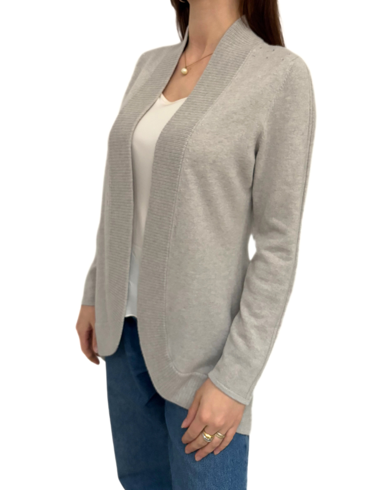 HIGH-LOW CARDIGAN, NO BUCKLE W/ CRYSTALS, PEARL