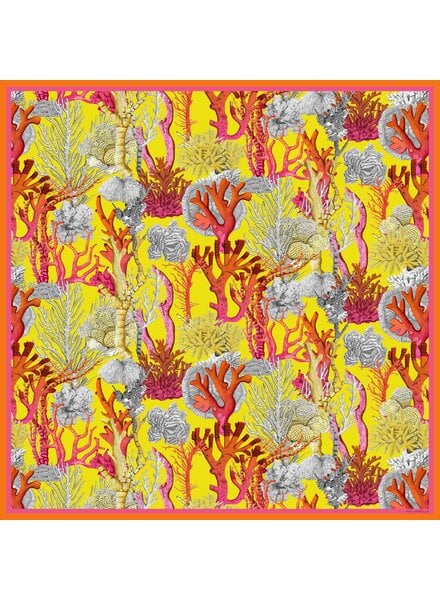 CASHMERE PRINTED SCARF: CORAL: YELLOW