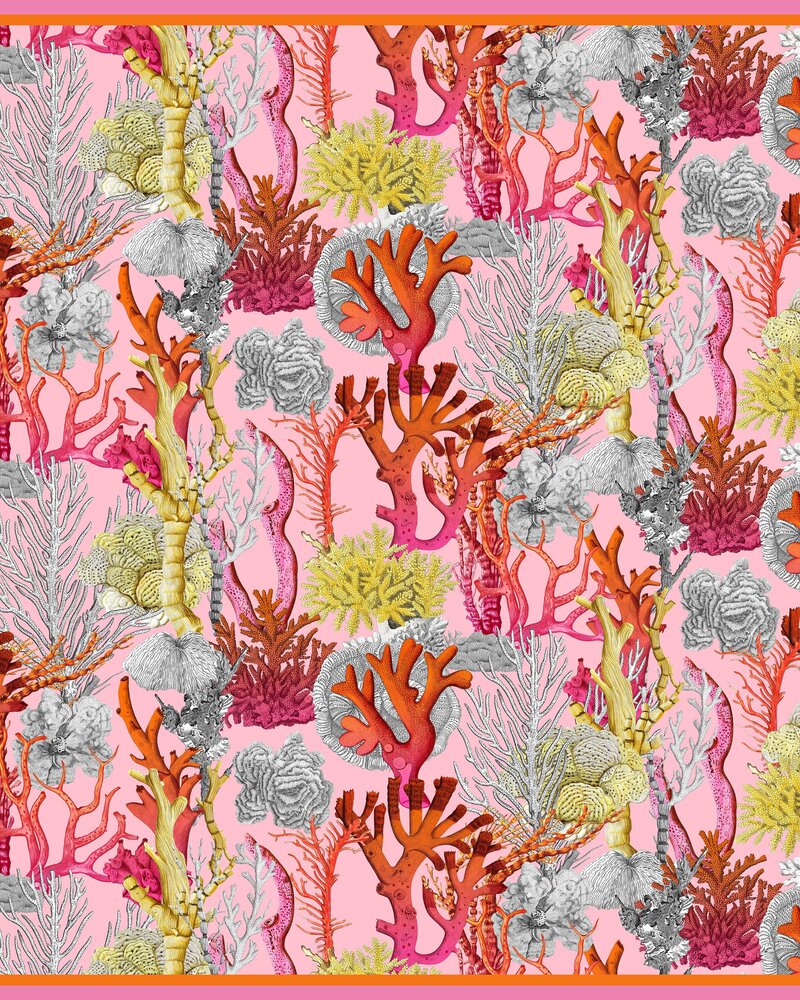 CASHMERE PRINTED SCARF: CORAL: PINK