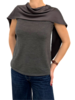KNIT TOP WITH SILK TIES : ANTHRACITE