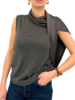 KNIT TOP WITH SILK TIES : ANTHRACITE