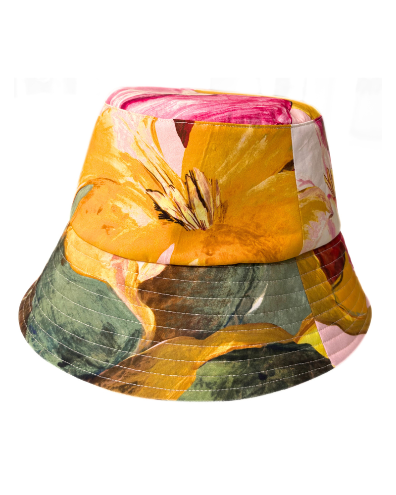 PRINTED COTTON  BUCKET HAT: BERGAMO: PINK