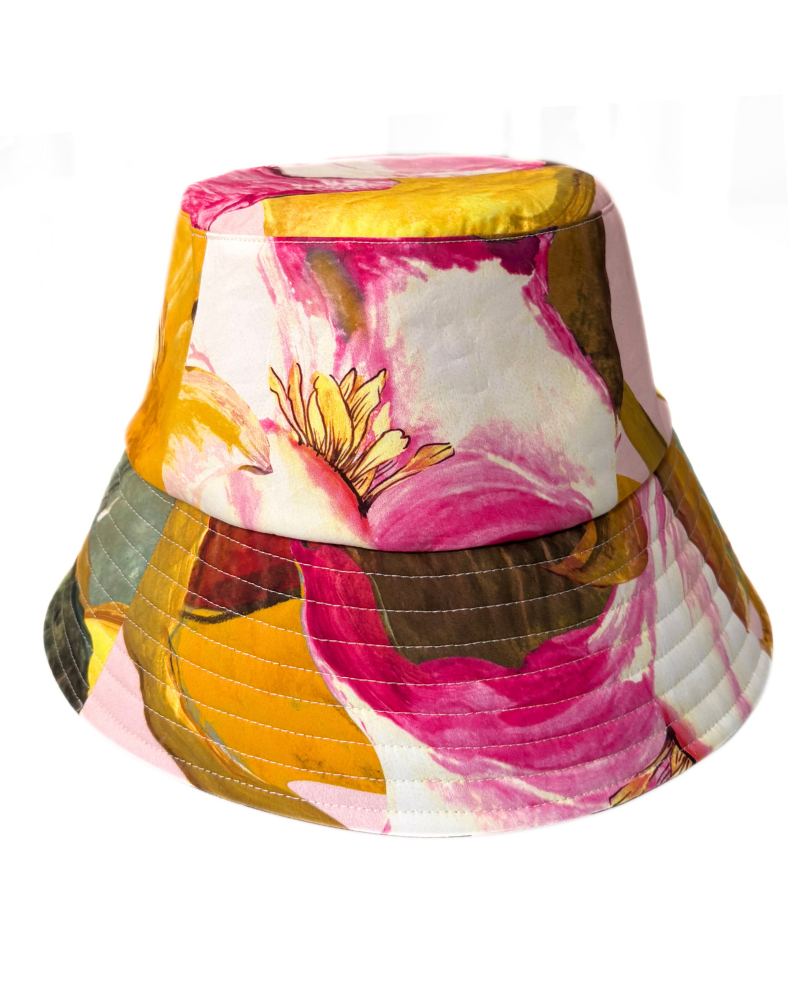 PRINTED COTTON  BUCKET HAT: BERGAMO: PINK