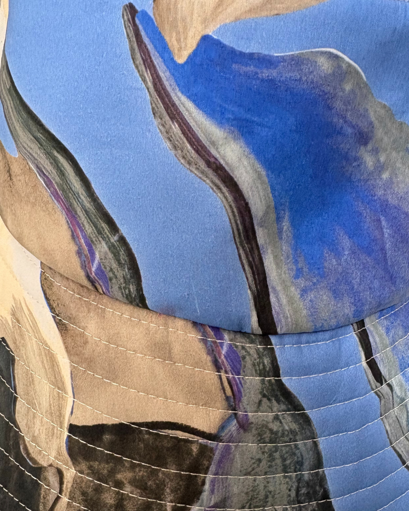 PRINTED COTTON  BUCKET HAT: BERGAMO: BLUE