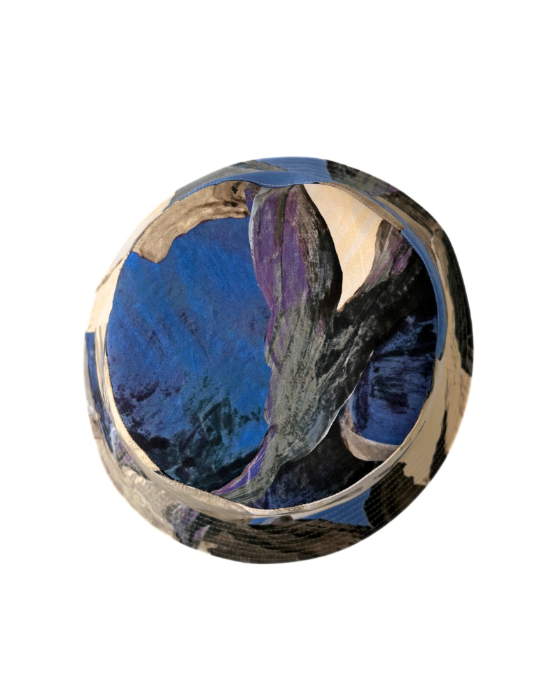 PRINTED COTTON  BUCKET HAT: BERGAMO: BLUE