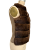 MINK FRONT VEST WITH CASHMERE RIB BACK - TOBACCO