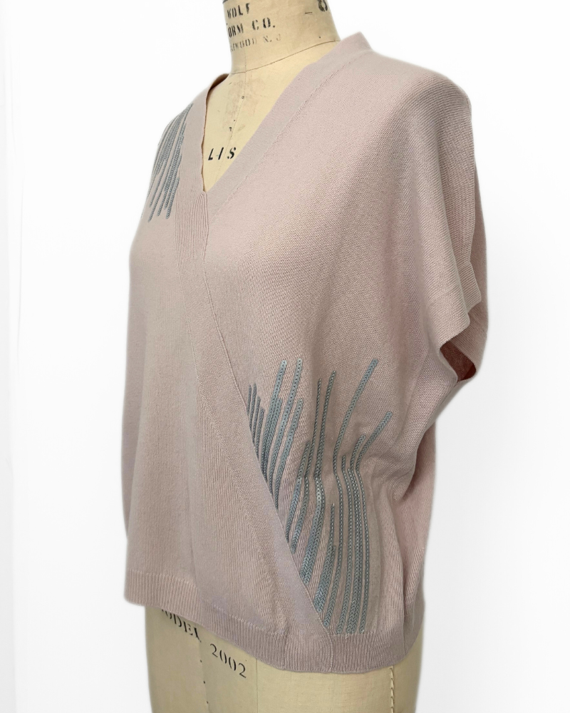 KNIT KIMONO W/ SEQUENCE DETAILS: PINK