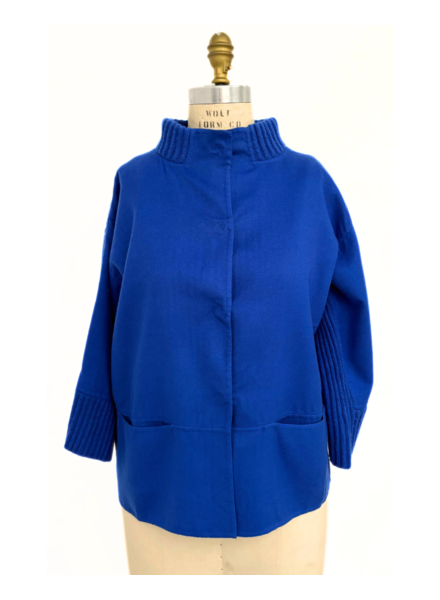 DF AND KNIT JACKET W/ SNAPS : INK