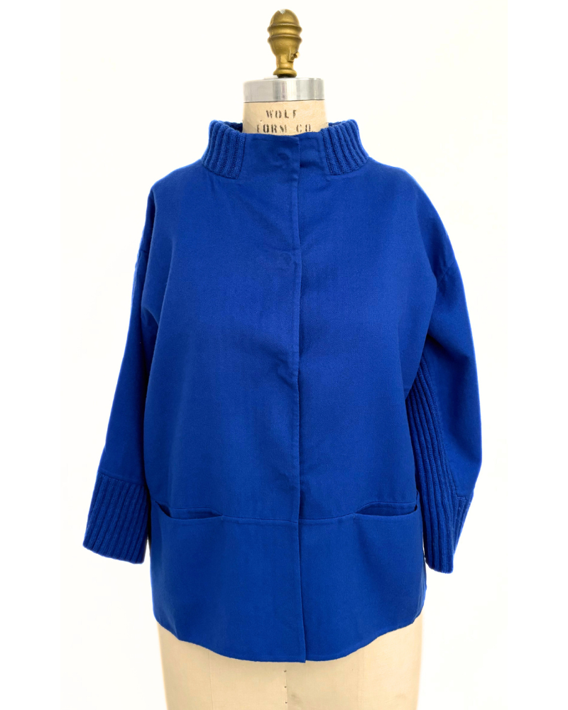 DF AND KNIT JACKET W/ SNAPS : INK