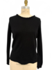CASHMERE CREWNECK SWEATER W/ RUFFLE: BLACK