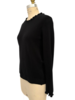 CASHMERE CREWNECK SWEATER W/ RUFFLE: BLACK