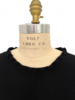 CASHMERE CREWNECK SWEATER W/ RUFFLE: BLACK