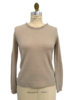 CASHMERE CREWNECK SWEATER W/ RUFFLE:  SAND