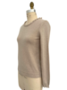 CASHMERE CREWNECK SWEATER W/ RUFFLE:  SAND
