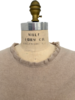 CASHMERE CREWNECK SWEATER W/ RUFFLE:  SAND
