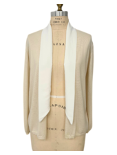 CASHMERE CARDIGAN WITH SILK COLLAR: IVORY