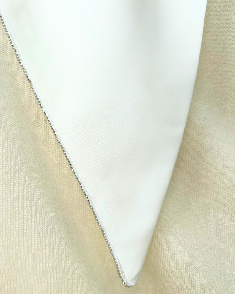 CASHMERE CARDIGAN WITH SILK COLLAR: IVORY