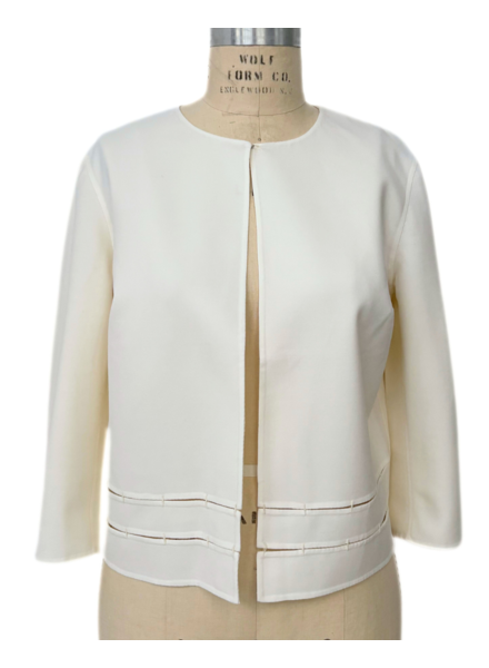 DF WOOL JACKET WITH CUTOUT STITCH DETAILS : IVORY
