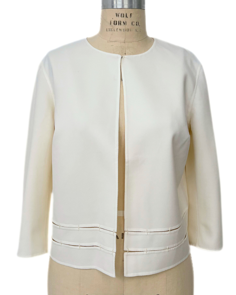 DF WOOL JACKET WITH CUTOUT STITCH DETAILS : IVORY