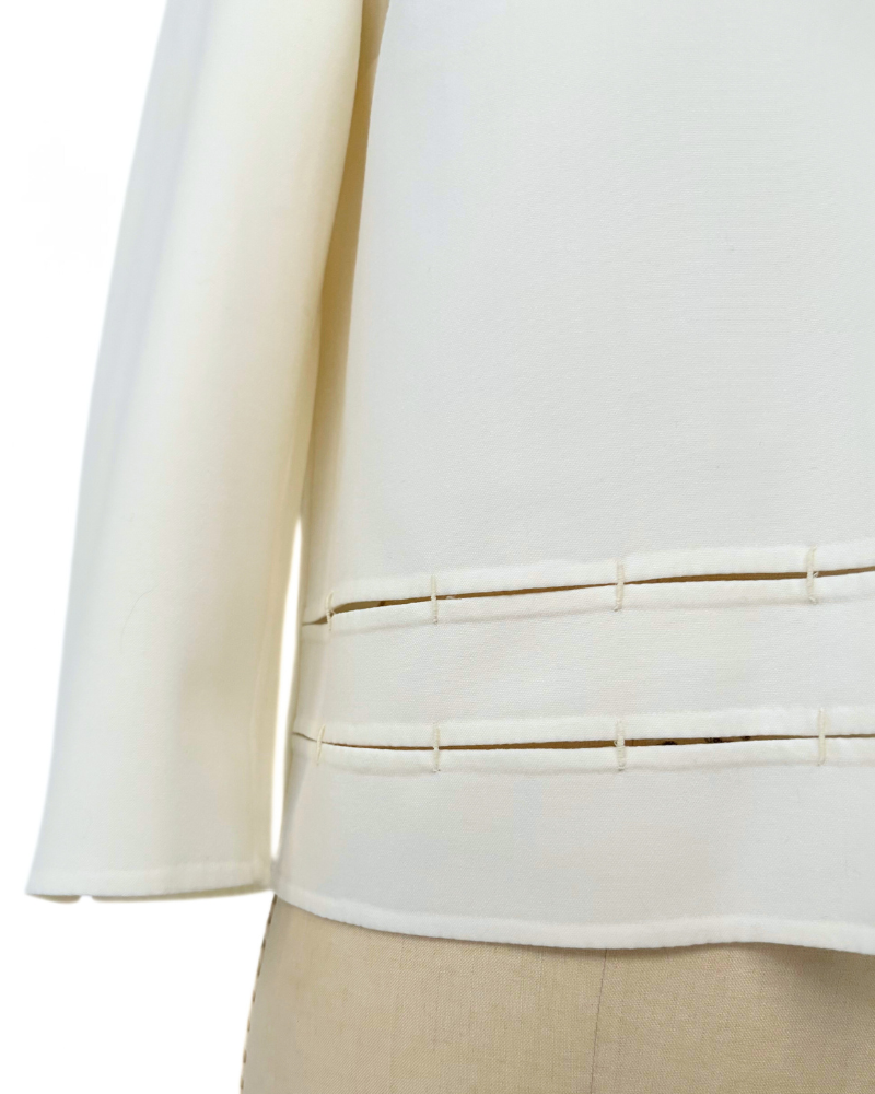 DF WOOL JACKET WITH CUTOUT STITCH DETAILS : IVORY