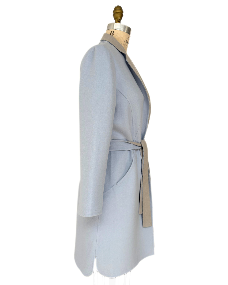 DOUBLE FACE CASHMERE LONG JACKET: LIGHT BLUE