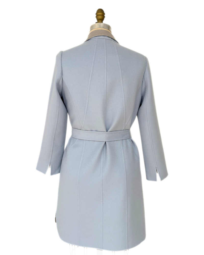 DOUBLE FACE CASHMERE LONG JACKET: LIGHT BLUE