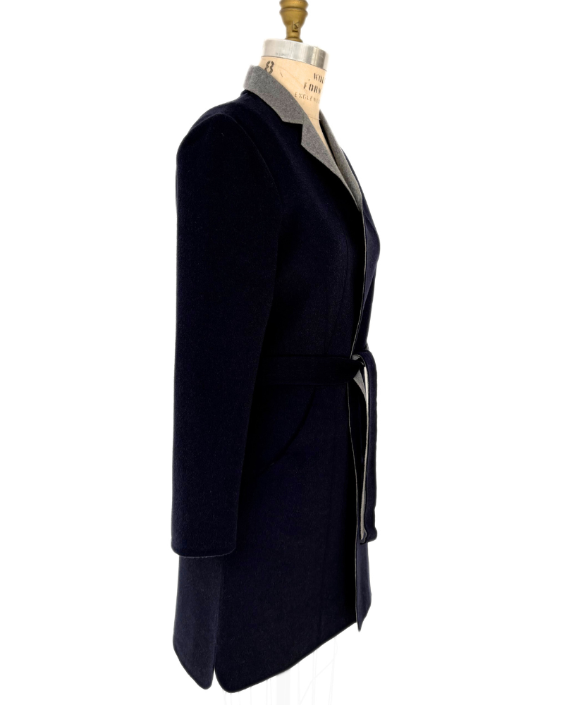 DOUBLE FACE CASHMERE LONG JACKET: NAVY