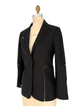 DOUBLE FACE WOOL BLAZER: BLACK