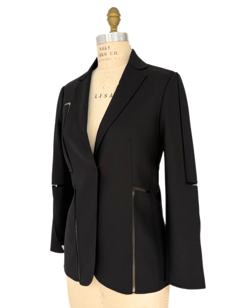 DOUBLE FACE WOOL BLAZER: BLACK