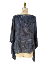 CASHMERE PRINTED PONCHO: DEVON: BLUE
