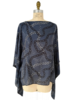CASHMERE PRINTED PONCHO: DEVON: BLUE