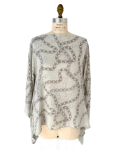 CASHMERE PRINTED PONCHO: DEVON: GRAY