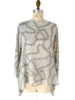 CASHMERE PRINTED PONCHO: DEVON: GRAY