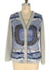 LONG CARDIGAN W/ SILK, FEATHERS: BLUE